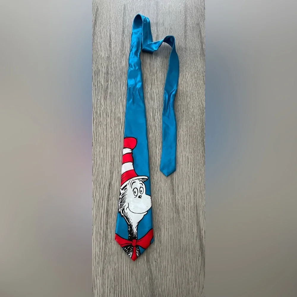 Dr. Seuss Bright Blue Cat in the Hat kids Tie with Red Accents